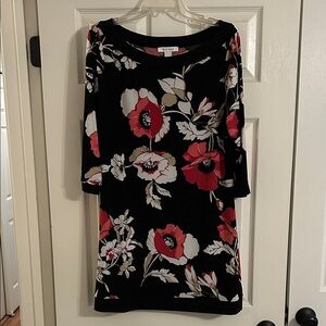 Stylish Floral Mini Dress in Black, Red, and White